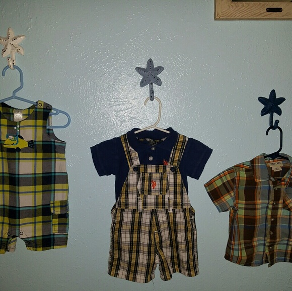 Yellow Navy Blue Plaid Overalls πΆ Golden State - Picture 4 of 5